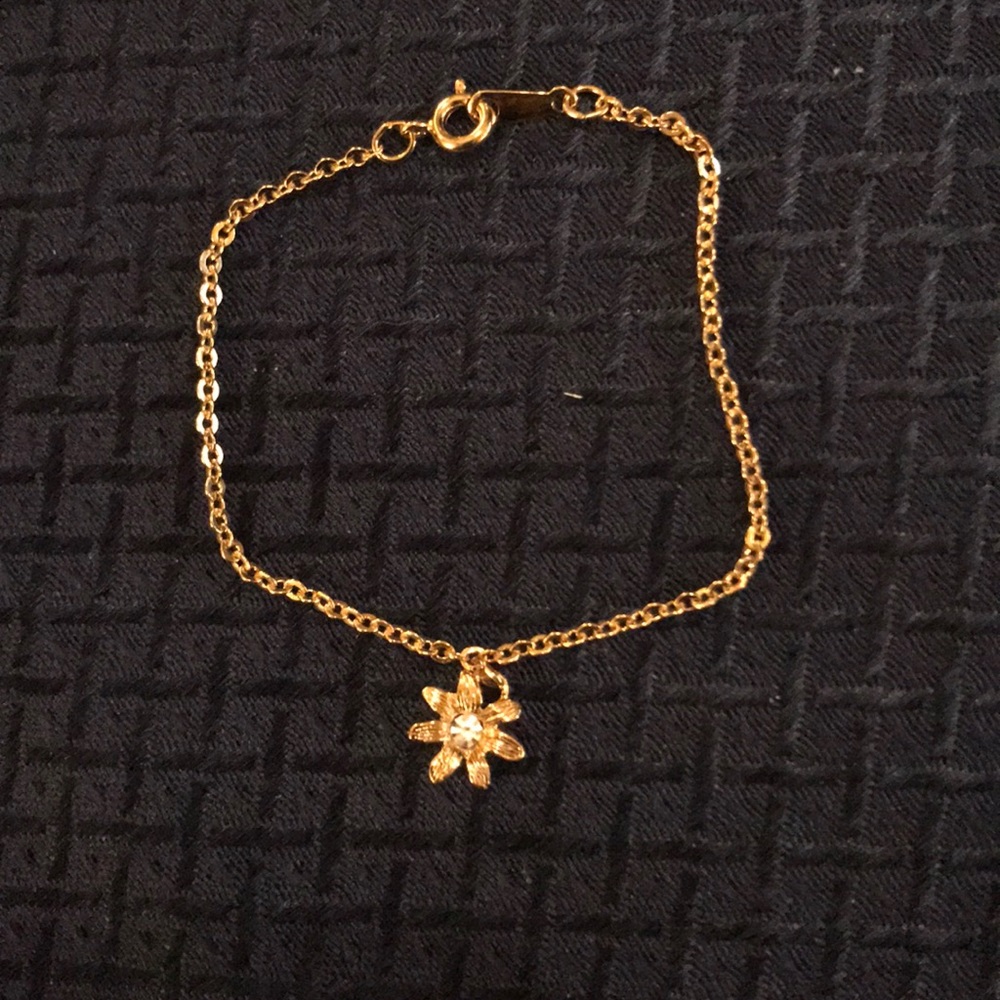 Goldtone Floral CZ Accent Bracelet